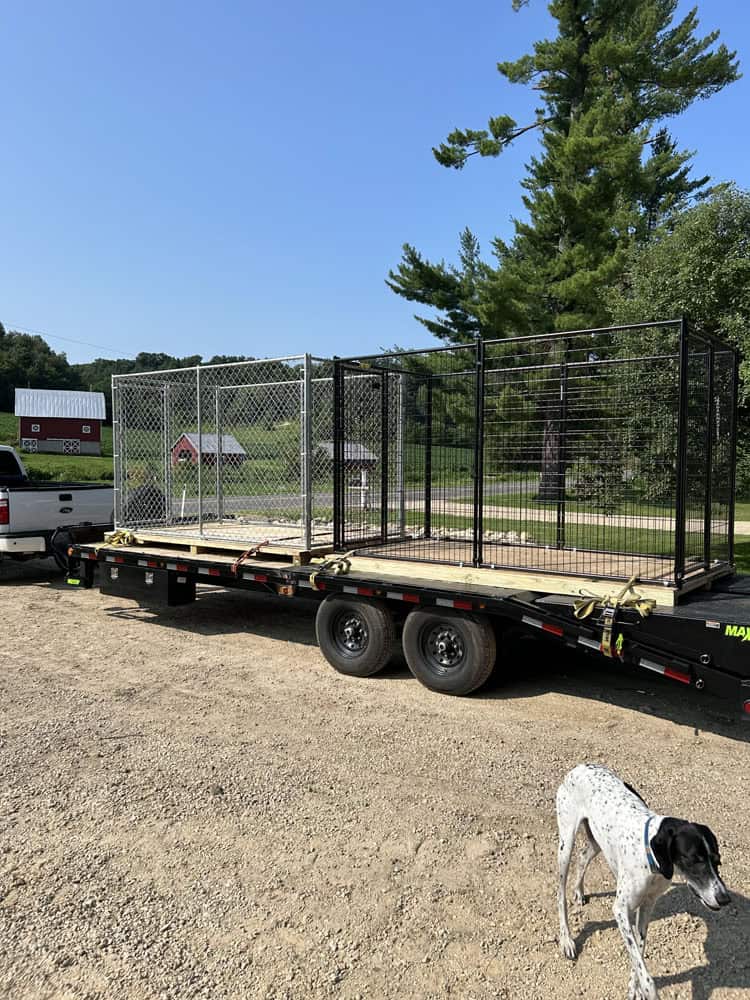 Pre-built fencing loaded up on a trailer