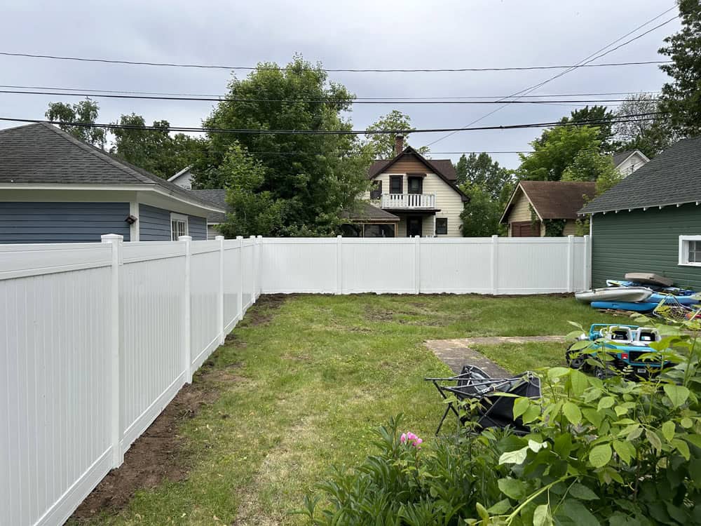 white vinyl fence install