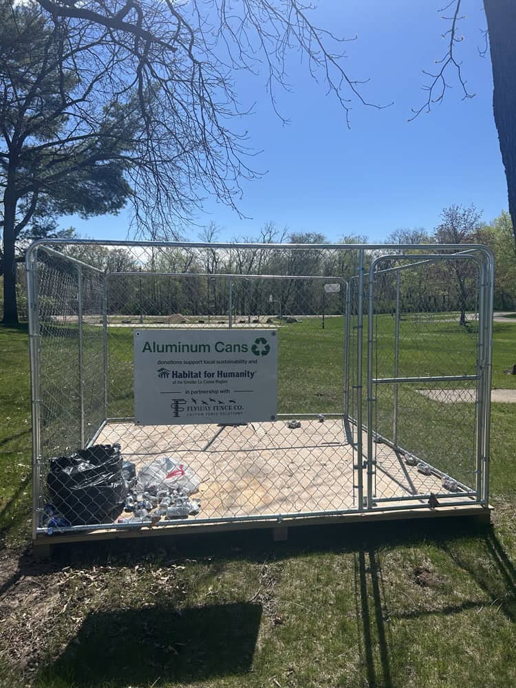 Chainlink fence install for aluminum can dropoff