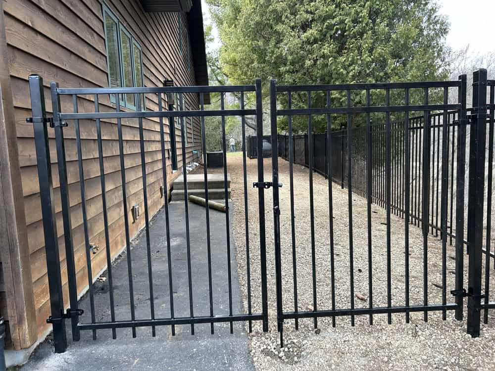 Ornamental Fencing Project Gate One of the project photos shows a nice, new gate that a client had installed. This project showcases a new style of ornamental fencing, which gives your property a more secure feel. The project is a prime example of the professional-grade work Flyway Fence provides.
