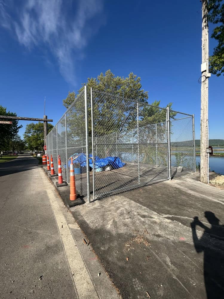 Chain link fence installation