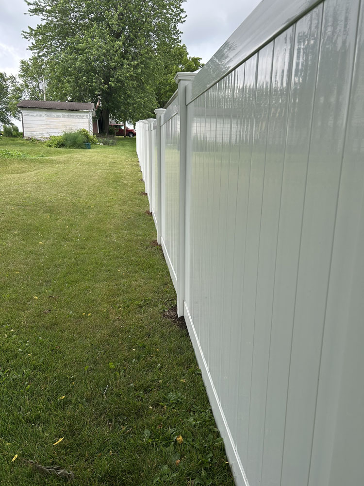 closeup of vinyl fence